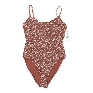 Andie The Snap One-Piece Large Dusty Rose Ditsy Floral Swimsuit Maillot AO250